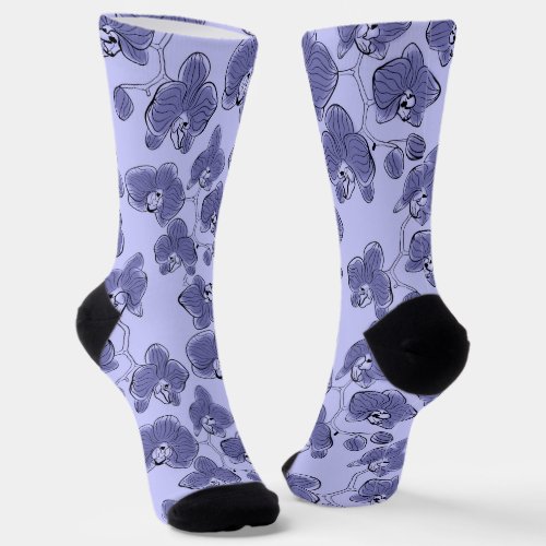 Seamless watercolor orchids phalaenopsis flowers b socks