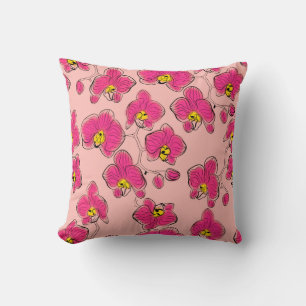 Seamless watercolor orchids phalaenopsis flowers b throw pillow