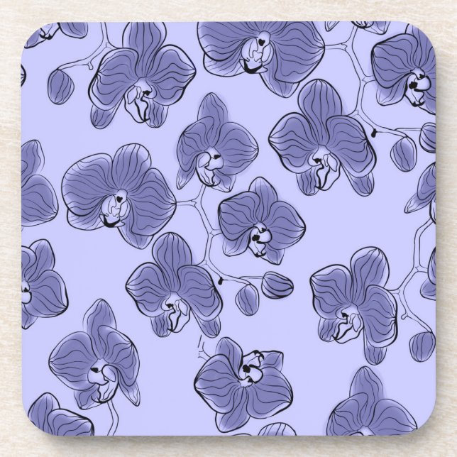 Seamless watercolor orchids phalaenopsis flowers r beverage coaster (Front)