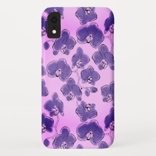 Seamless watercolor orchids phalaenopsis flowers r iPhone XR case