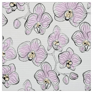 Seamless watercolor orchids phalaenopsis flowers w fabric