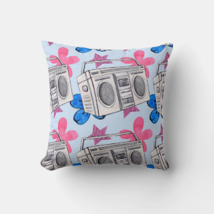 Seamless watercolor pattern in 90s style throw pillow