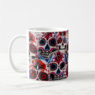 Seamless watercolor pattern of sugar skulls. coffee mug