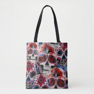 Seamless watercolor pattern of sugar skulls. tote bag