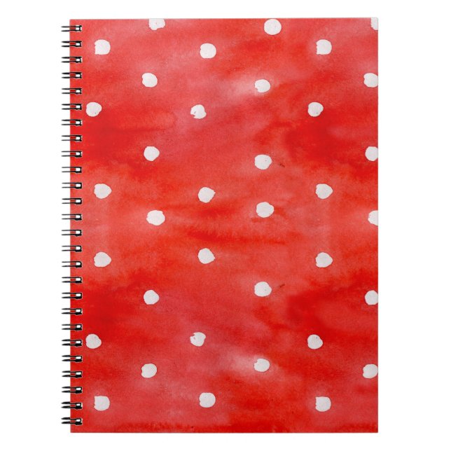 Seamless watercolor pattern red polka dots notebook (Front)
