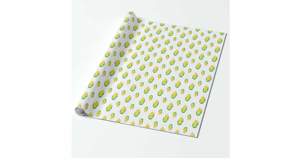 Seamless watercolor pattern with corn head wrapping paper | Zazzle