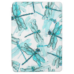 Seamless watercolor pattern with elegant dragonfly iPad air cover