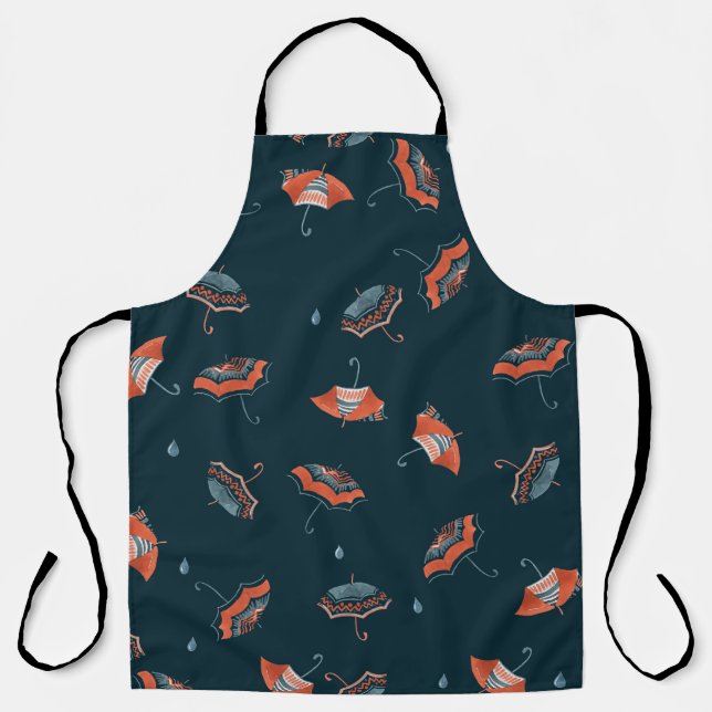 Seamless watercolor pattern with funny umbrella apron (Front)