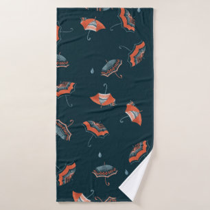 Seamless watercolor pattern with funny umbrella bath towel