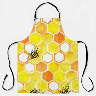 Seamless watercolor pattern with honeycombs and li apron