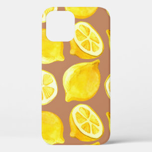 Seamless watercolor pattern with lemons iPhone 12 case