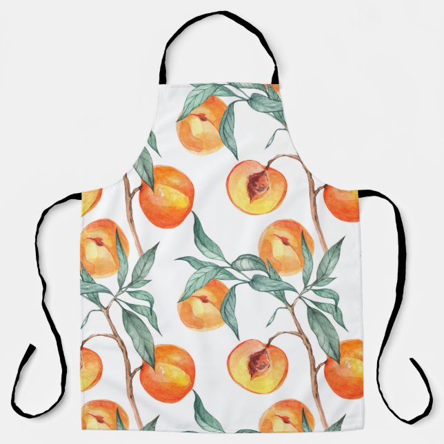 Seamless watercolor pattern with peaches on a whit apron (Front)