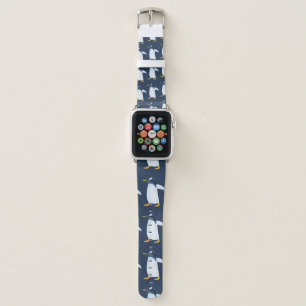 Seamless watercolor pattern with penguin apple watch band