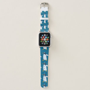 Seamless watercolor pattern with penguin apple watch band