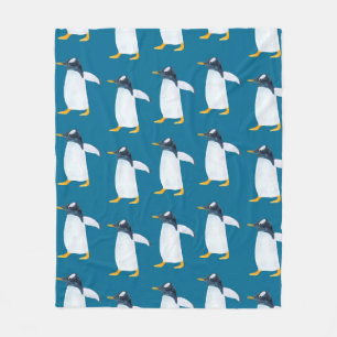 Seamless watercolor pattern with penguin fleece blanket