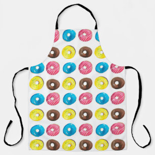 Seamless watercolor pattern with small donuts apron