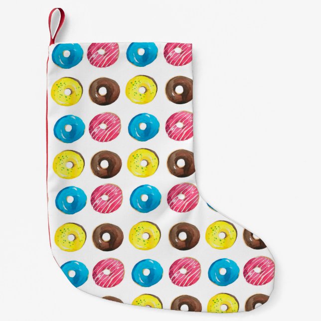 Seamless watercolor pattern with small donuts christmas stocking (Front)