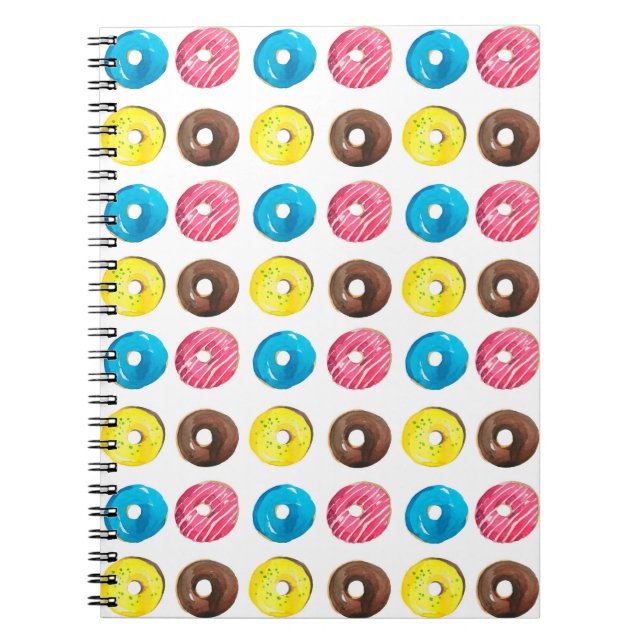 Seamless watercolor pattern with small donuts notebook (Front)