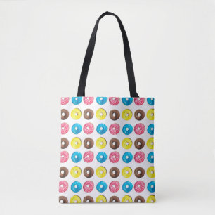 Seamless watercolor pattern with small donuts tote bag