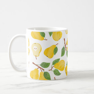 Seamless watercolor pears pattern. Vintage fruit b Coffee Mug