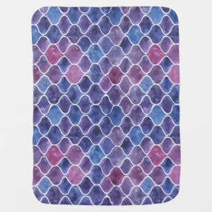 Seamless Watercolor Violet Floral Pattern Baby Blanket