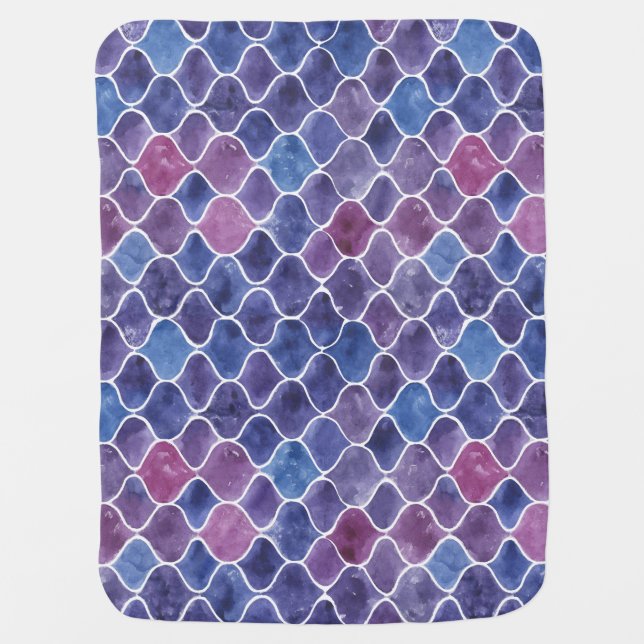 Seamless Watercolor Violet Floral Pattern Baby Blanket (Front)