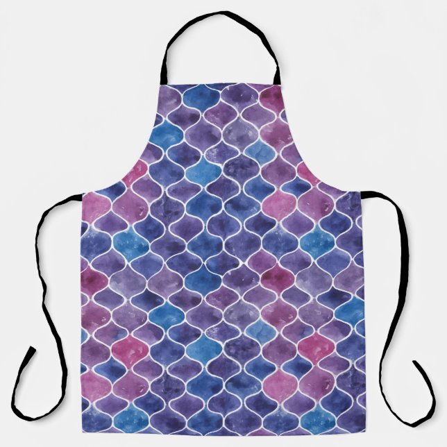 Seamless watercolor violet pattern apron (Front)