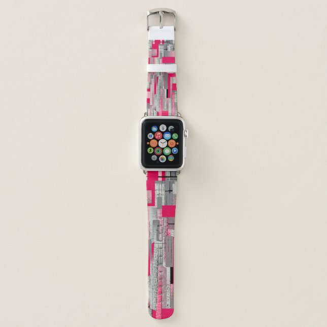 seamless watercolour digital patchwork pattern apple watch band (Front)