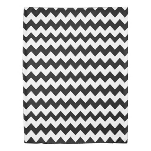 Seamless White Chevron Pattern on Black Duvet Cover