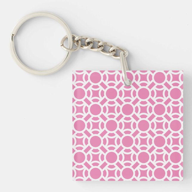 Seamless White Pattern DIY Background Color Keychain (Front)