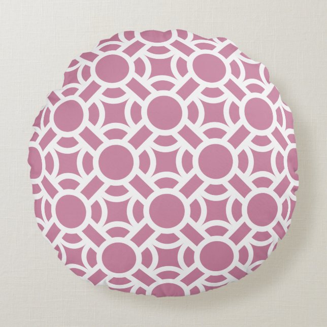 Seamless White Pattern DIY Background Color Round Pillow (Front)