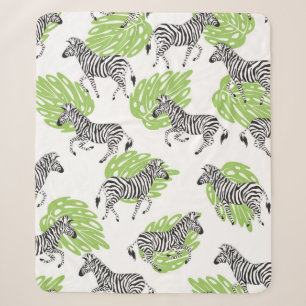 Seamless white pattern with zebras. illustration sherpa blanket