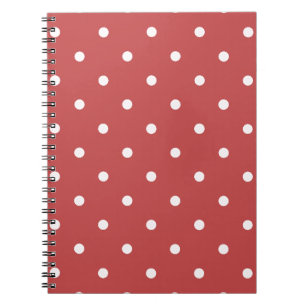 Seamless white polka dot pattern on red background notebook