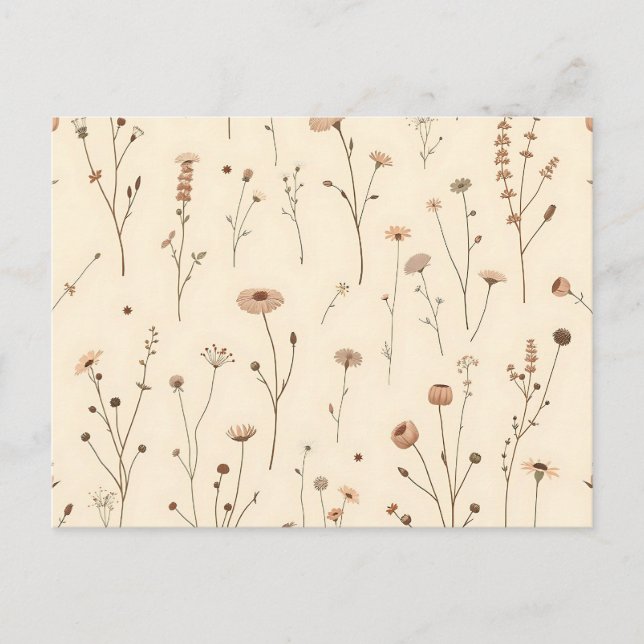 Seamless Wildflower and Meadow Plant Pattern Postcard (Front)