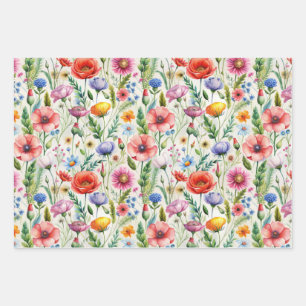 Seamless Wildflower Pattern Furniture Decoupage Wrapping Paper Sheets