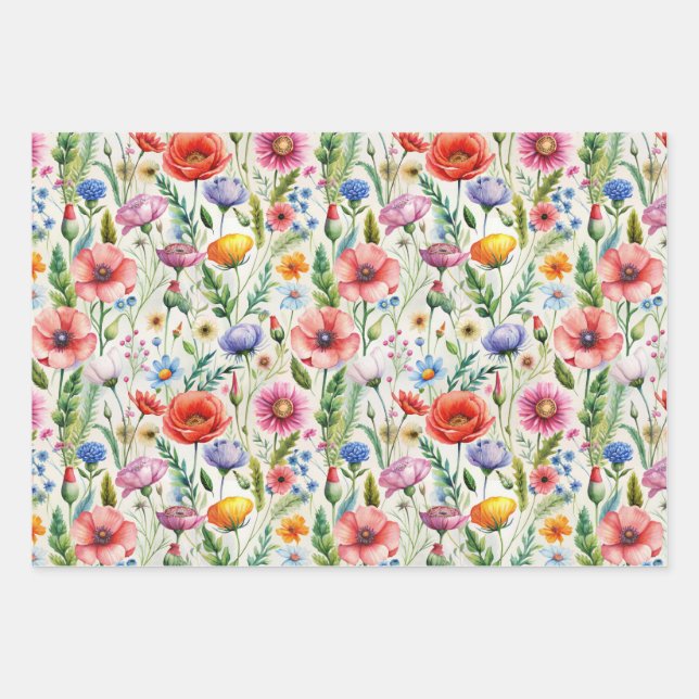 Seamless Wildflower Pattern Furniture Decoupage  Wrapping Paper Sheets (Front)