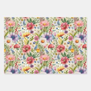 Seamless Wildflower Pattern Furniture Decoupage Wrapping Paper Sheets