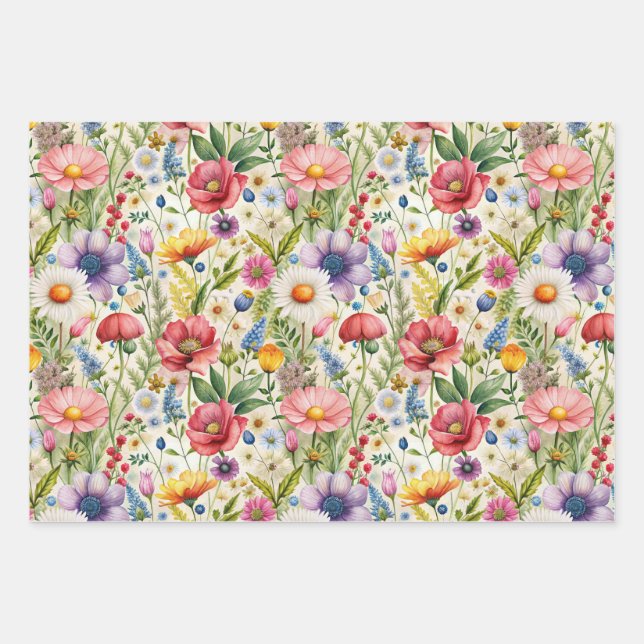 Seamless Wildflower Pattern Furniture Decoupage  Wrapping Paper Sheets (Front)