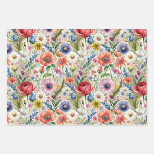 Seamless Wildflower Pattern Furniture Decoupage Wrapping Paper Sheets
