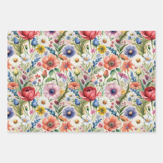 Seamless Wildflower Pattern Furniture Decoupage  Wrapping Paper Sheets (Front)