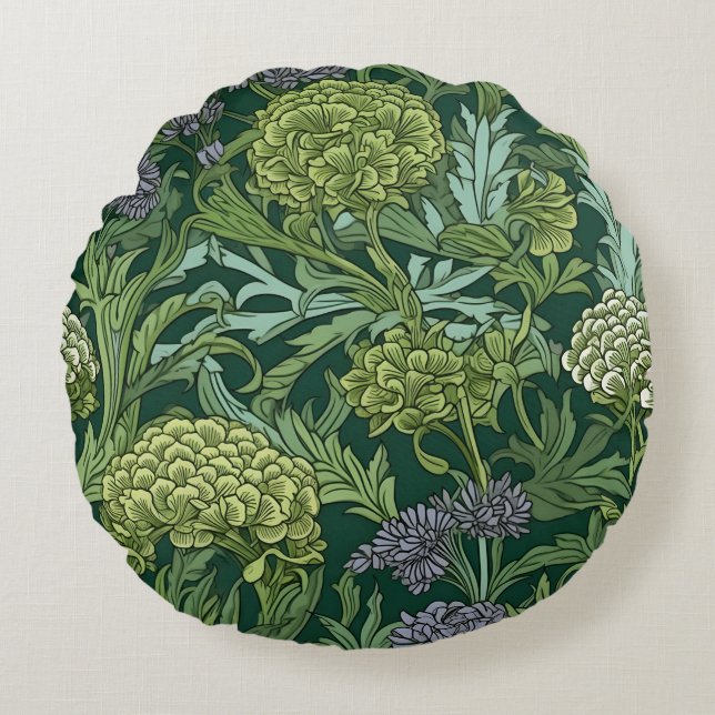 Seamless William Morris style floral pattern Round Pillow (Front)