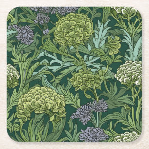 Seamless William Morris style floral pattern Square Paper Coaster