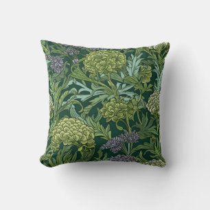 Seamless William Morris style floral pattern Throw Pillow