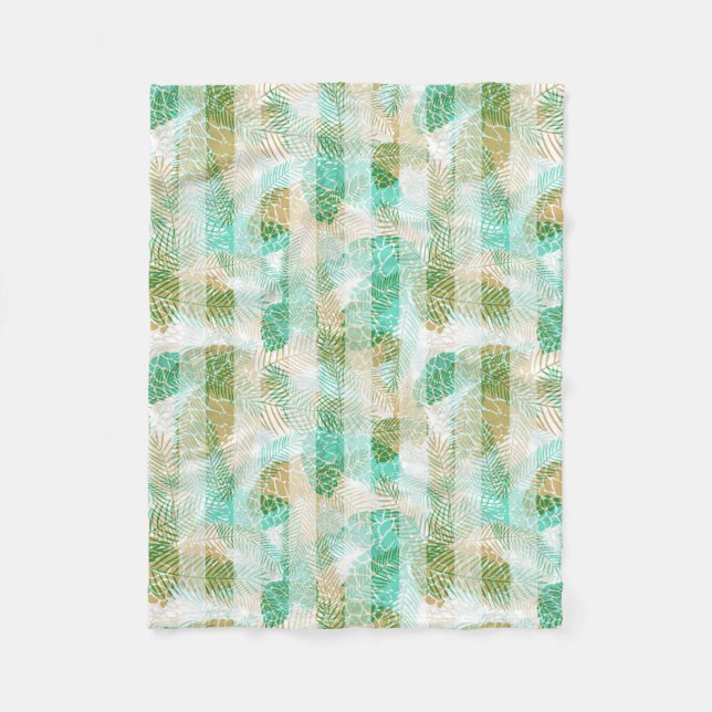 Seamless winter Christmas green beige pine cones t Fleece Blanket (Front)