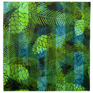 Seamless winter Christmas green blue pine cones tr Cloth Napkin