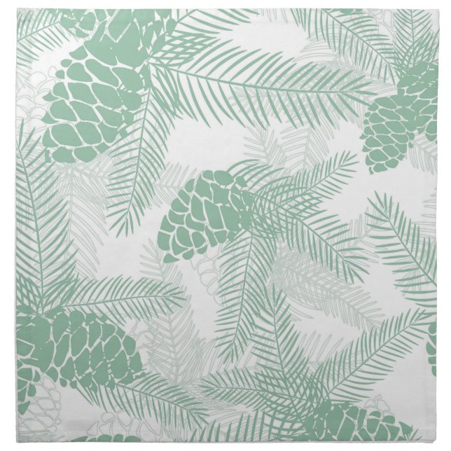 Seamless winter Christmas green pine cones tree pa Cloth Napkin (Front)
