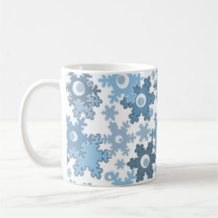 Seamless winter light blue white pattern snowflake coffee mug