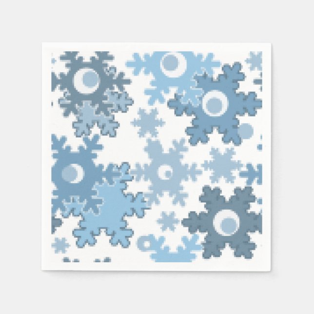 Seamless winter light blue white pattern snowflake napkins (Front)