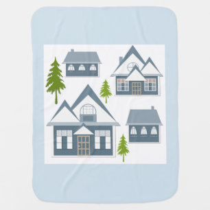 Seamless winter Merry Christmas landscape gray hou Baby Blanket