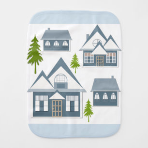 Seamless winter Merry Christmas landscape gray hou Baby Burp Cloth